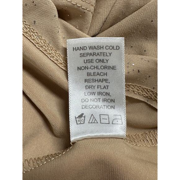 Roamans Top Womens 18 20 Tan Tunic Cold Shoulder Sparkle Embellished Party NYE - Picture 9 of 11